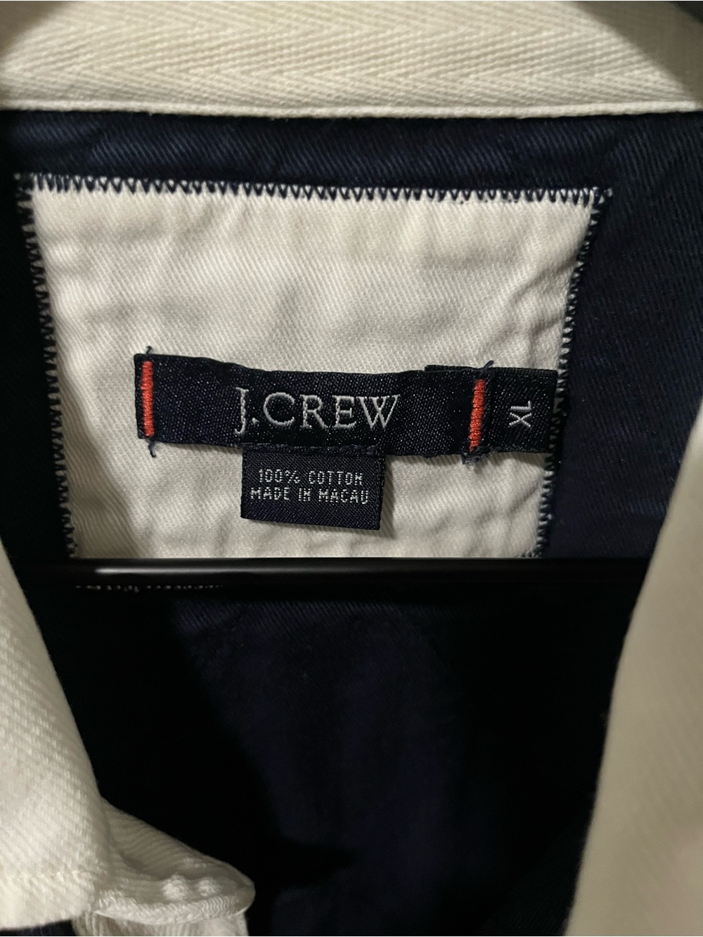 J. Crew Navy Long-Sleeve Rugby Shirt with White Collar - Picture 3 of 6